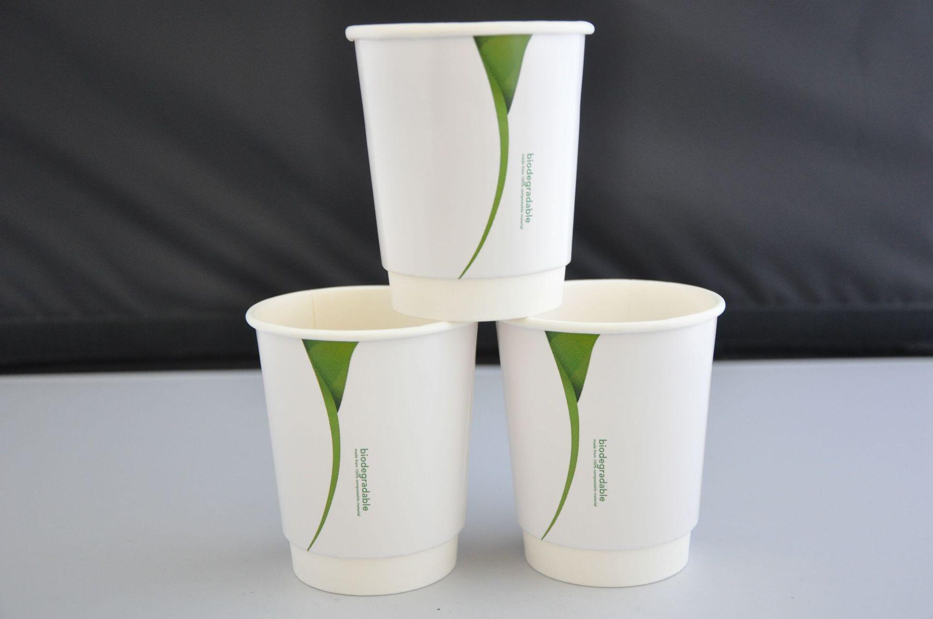 安庆芊芊厂家定做一次性纸杯 8盎司pla中空纸杯 环保可降解