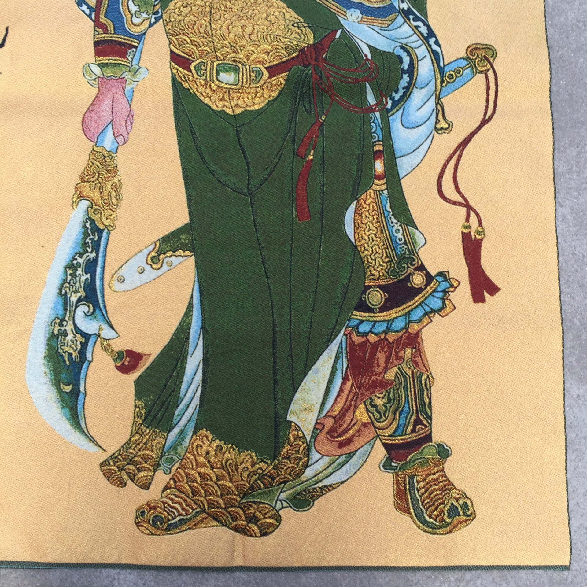 仿古丝绸画中堂画国画关公图室内挂饰未装裱厂家直销批发零售