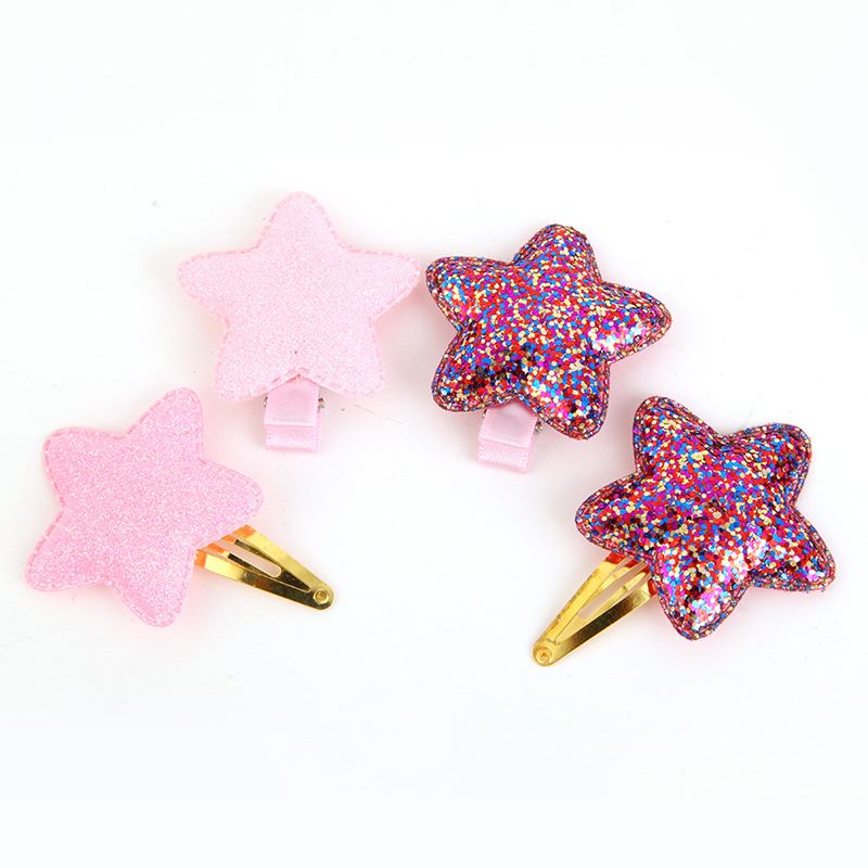 创意款韩版儿童发夹bb夹 皮质女童边夹星星爱心蝴蝶发夹头饰批发