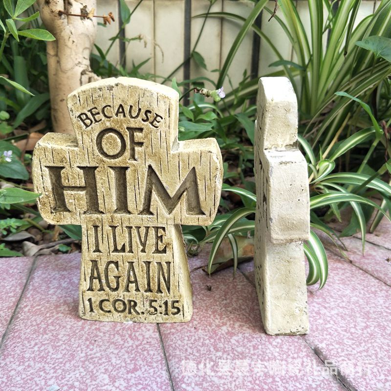 欧式创意混批水泥工艺品 十字架宗教英文字母牌礼品摆件a3431