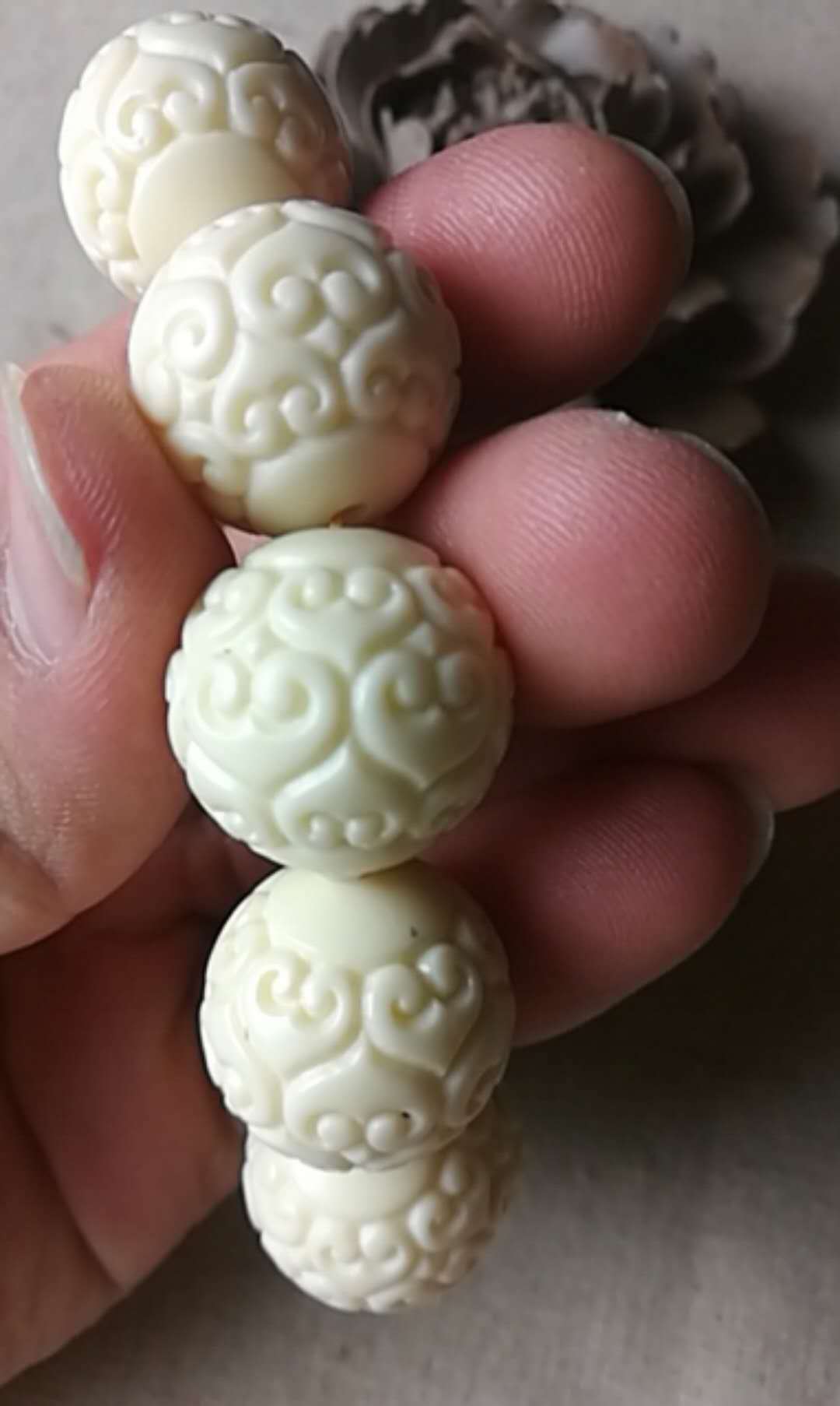 象牙果回纹珠手串菩提子男士手链 2.0cm古文玩佛珠手串大圆珠diy