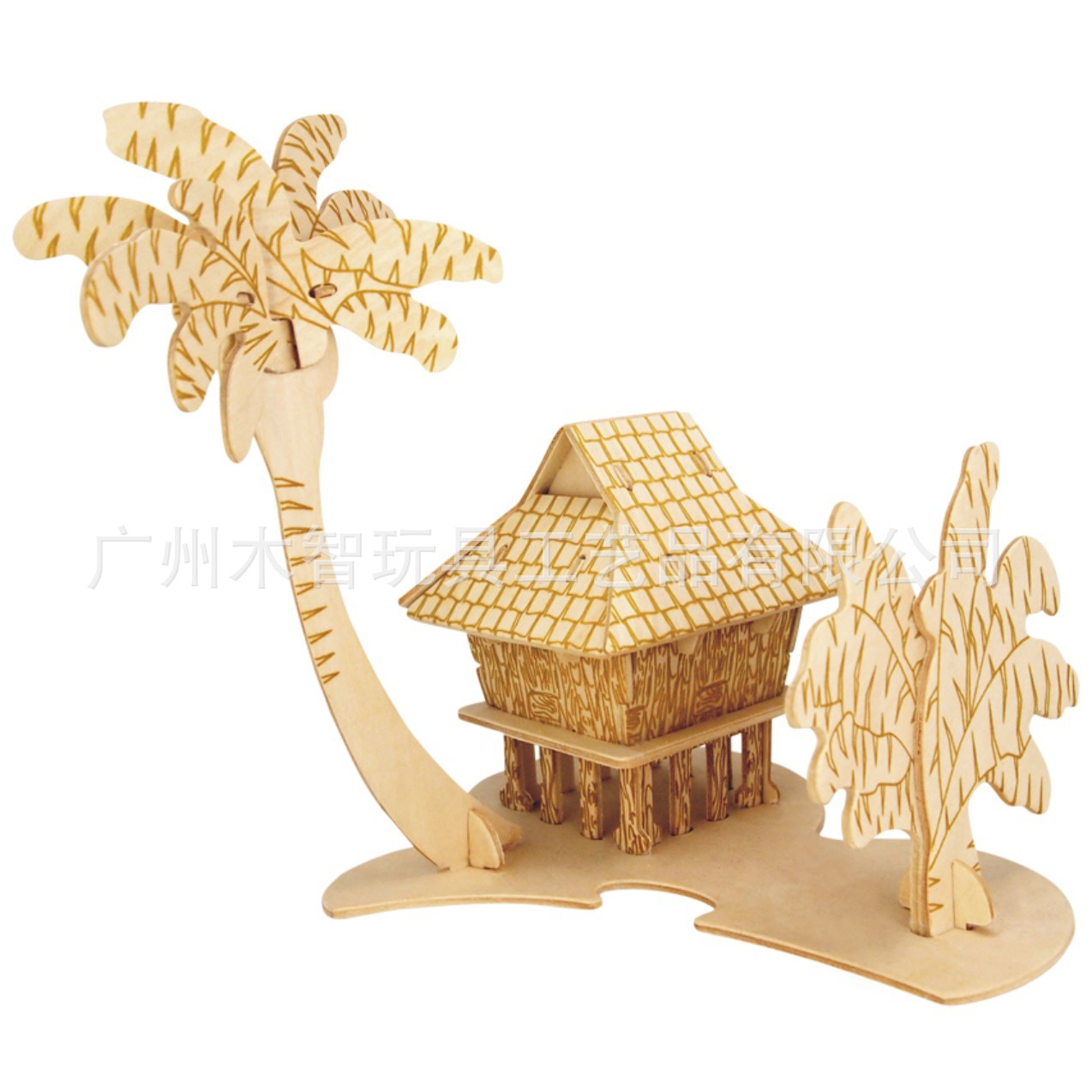 傣族竹楼c四联木制3d仿真模型/批发diy立体拼图/新潮儿童益智玩具