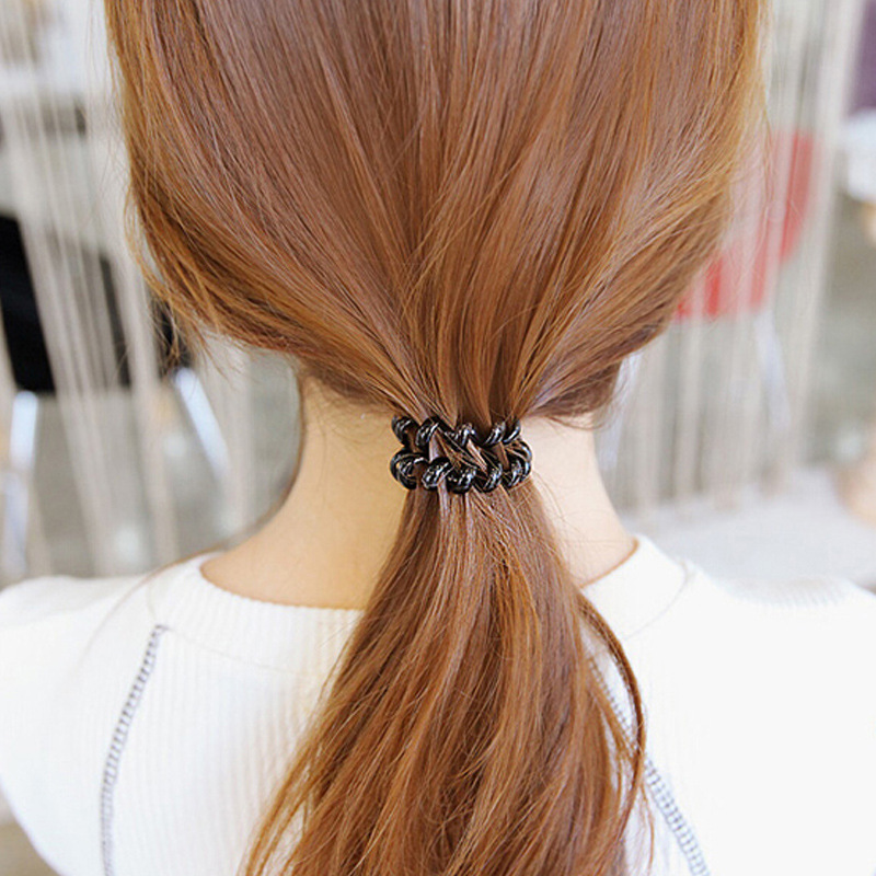 电话线发圈黑色大号加粗高弹力发绳扎头发头绳皮筋发饰女2元货源