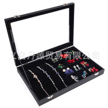 PU绒布透明玻璃盖珠宝箱戒指盒 耳钉盒 首饰盒 木质欧式展示道具