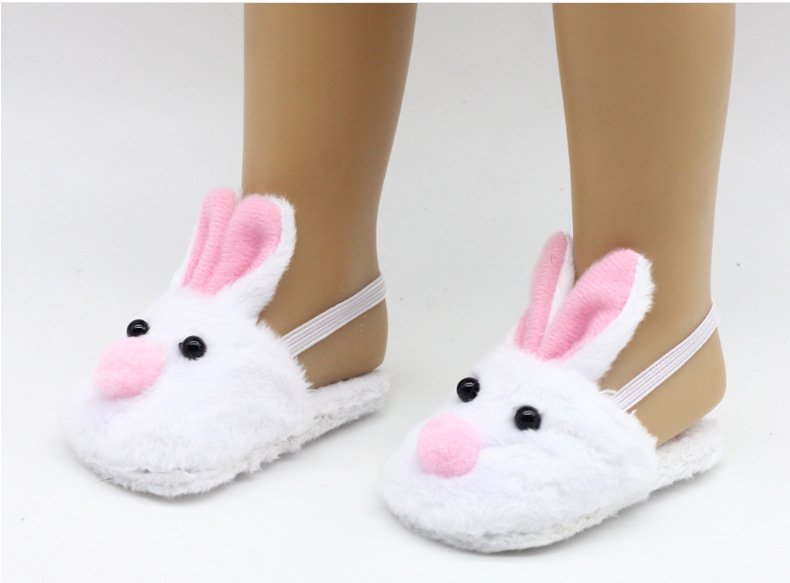 18寸娃娃换装拖鞋 女孩玩具美国娃娃白色兔子拖鞋 批发混批