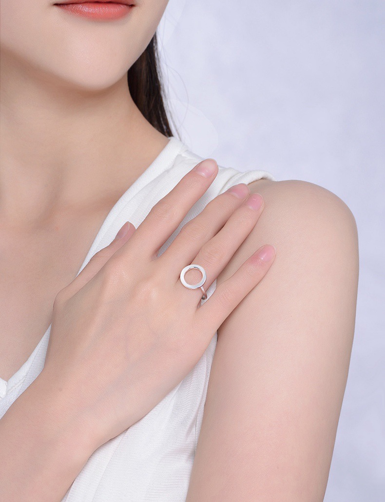 925纯银韩国时尚戒指个性镂空几何戒指2017新款时尚极简银饰批发