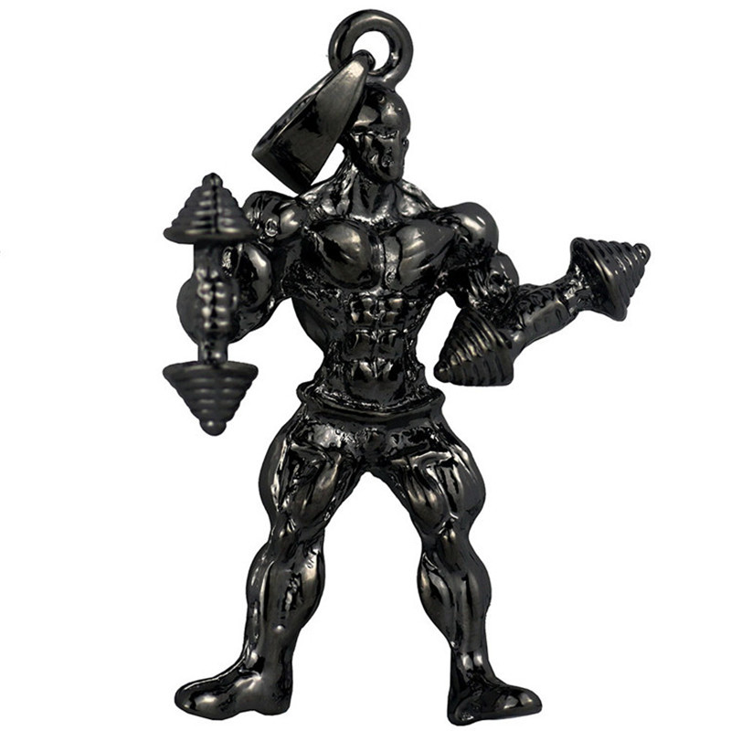 健身哑铃举重项链 镀金男士个性吊坠 欧美爆款亚马逊代发热卖产品