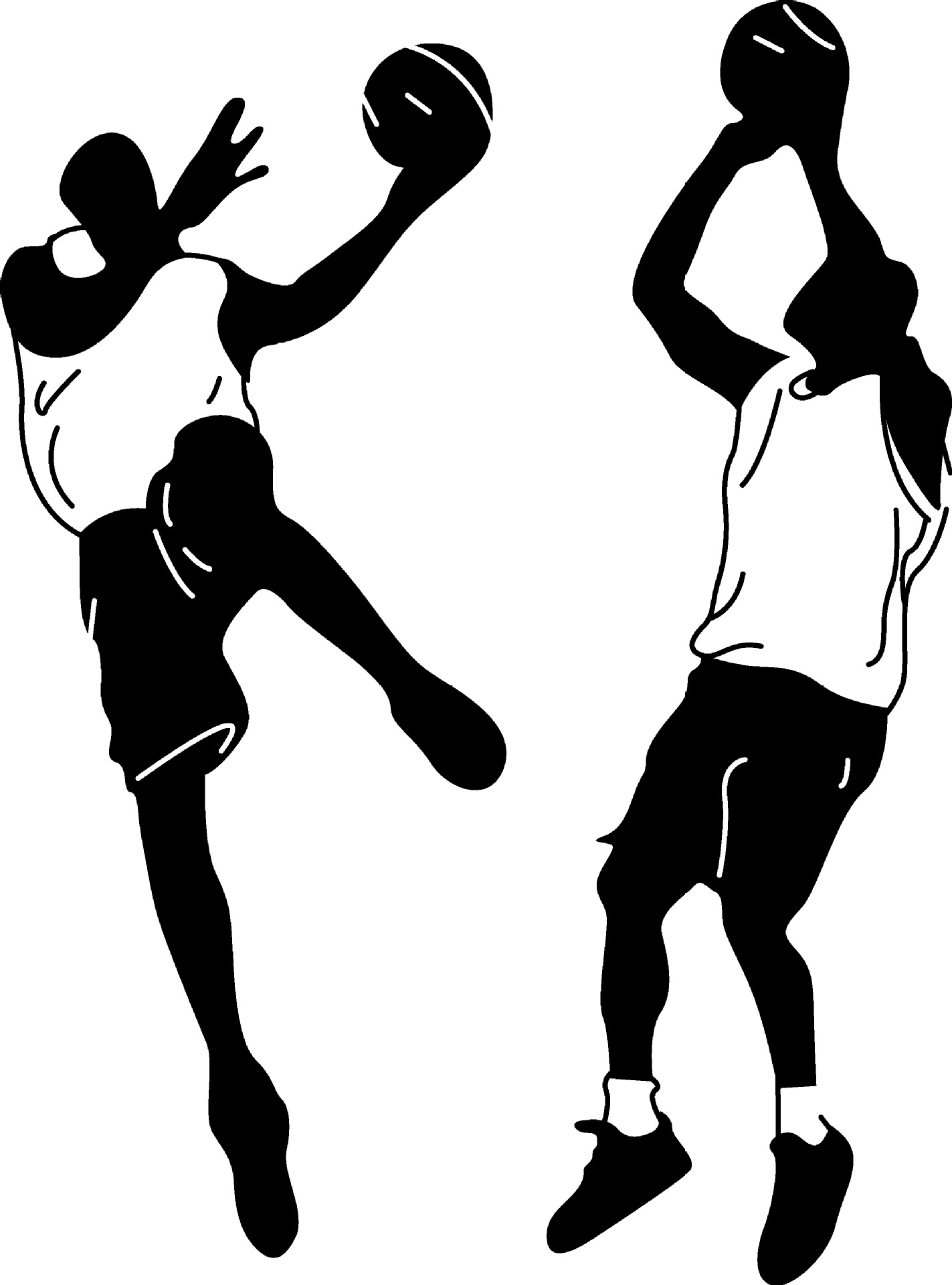 两个人打篮球一代精雕可移除墙贴健身房卧室沙发背景墙js106