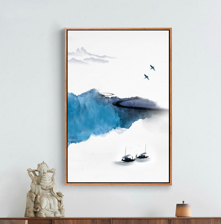 新中式水墨山水画过道装饰画 客厅书房办公室挂画玄关中国风壁画