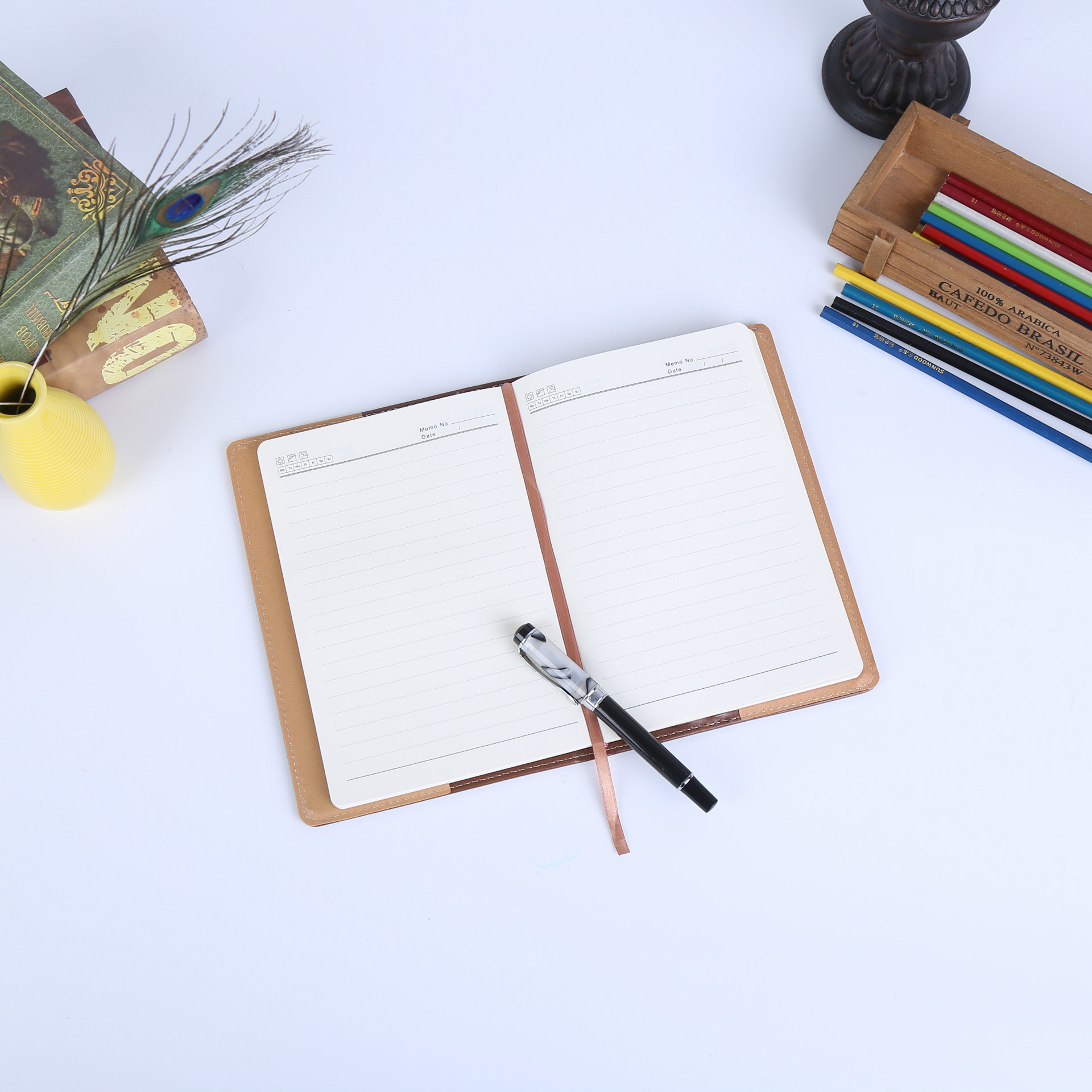 软面办公学习平装日记本 商务会议记事本 pu皮面笔记本 可定制