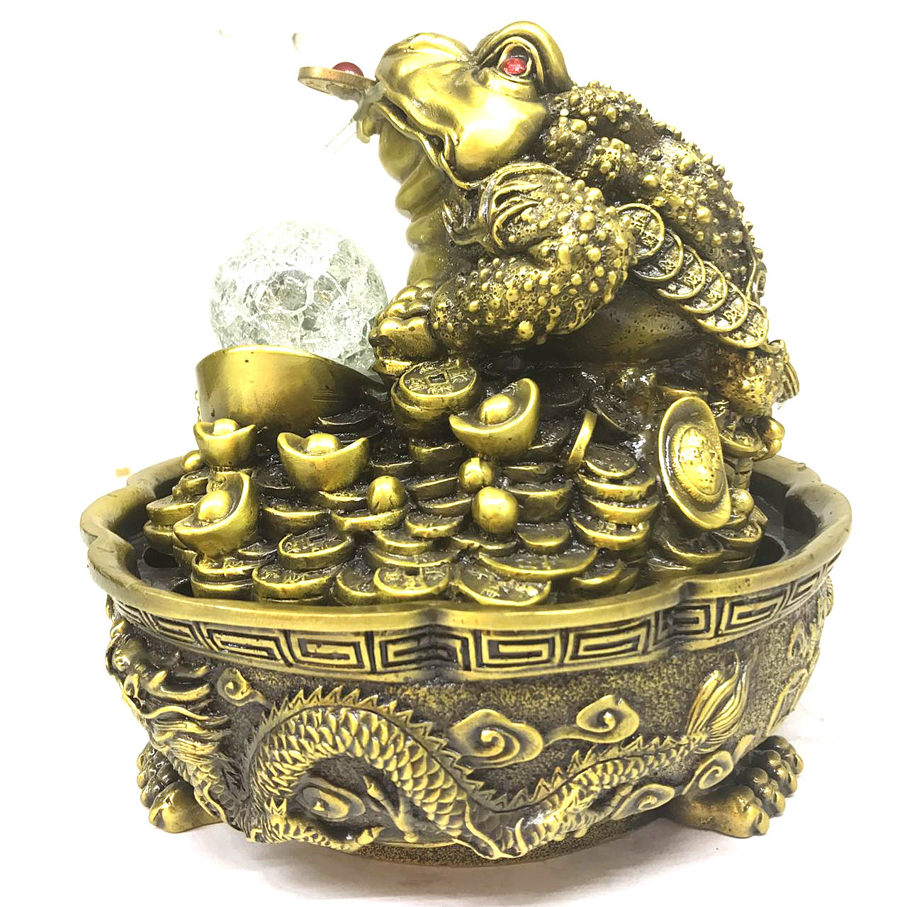 开光纯铜风水轮摆件流水喷泉招财龙龟金蟾摆件龙聚宝盆家居工艺品
