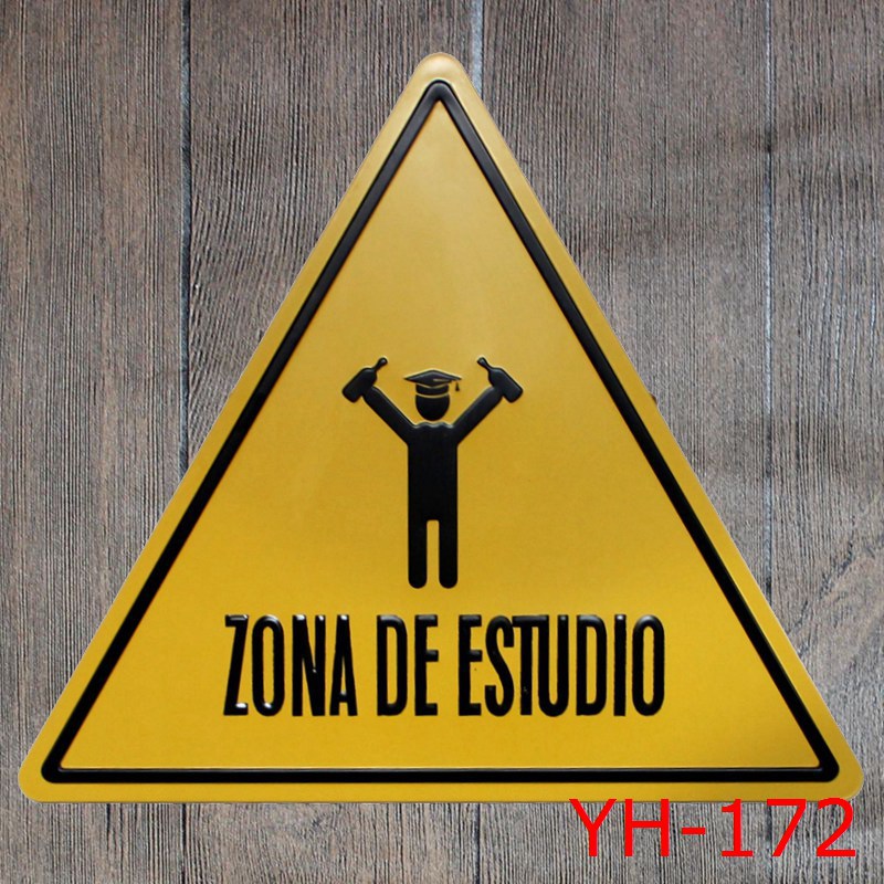 三角形 铁皮画 欧美摆件 墙壁客厅装饰画 马口铁材质 警告标牌