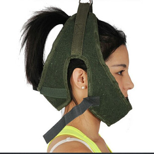 加厚绿帆布颈椎牵引带牵引头套家用用牵引架牵引椅用吊颈带