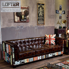 工业风复古沙发个性做旧皮艺沙发酒吧会所咖啡馆特色沙发定制家具