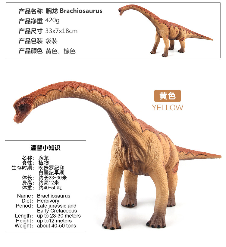 热销侏罗纪恐龙模型跨境塑胶手办经典玩具蜿龙迷惑龙雷龙