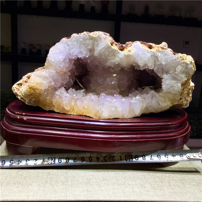 东海水晶天然蓝水晶牙玛瑙聚宝盆洞笑口常开摆件