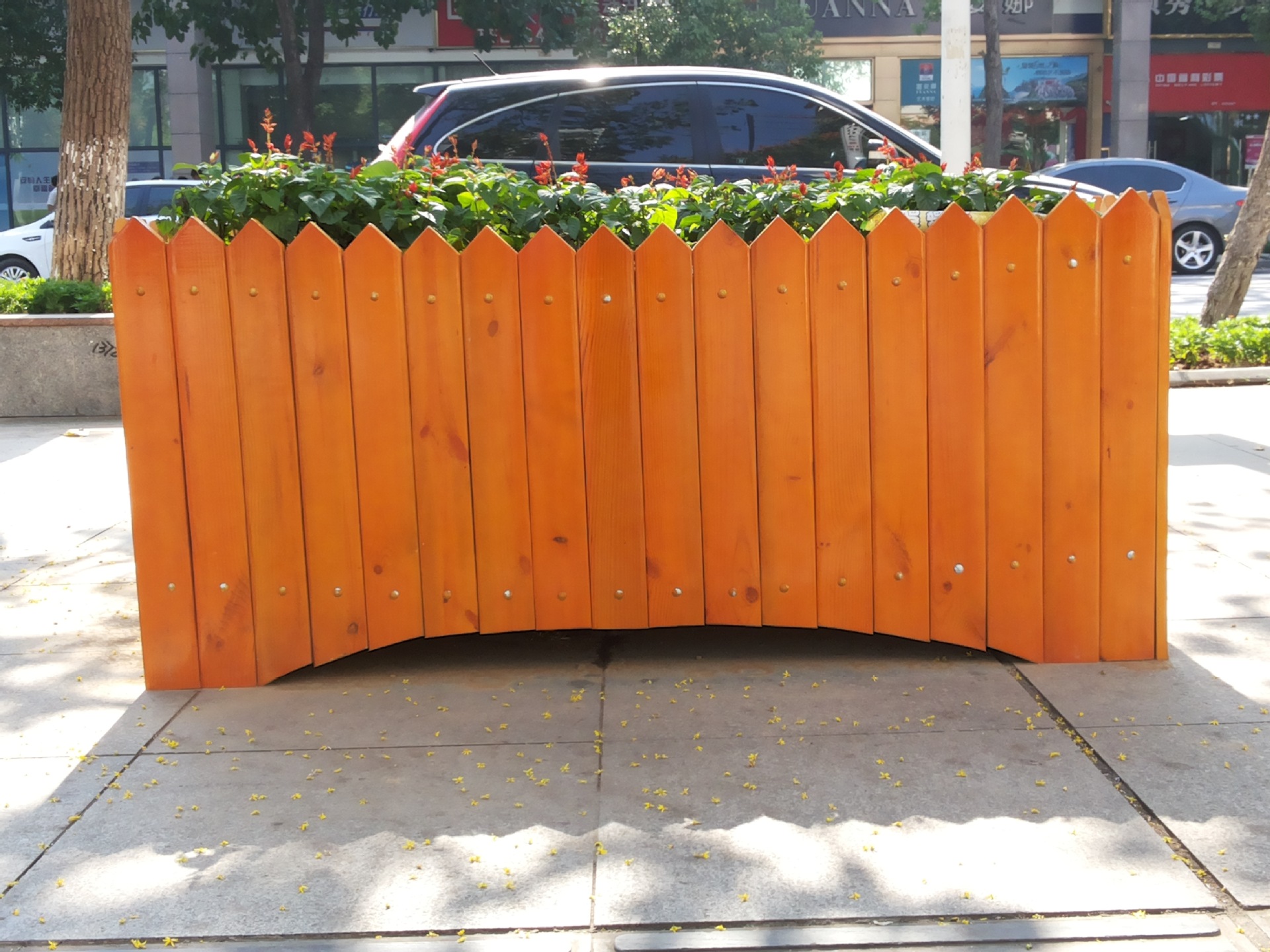 防腐木户外花箱长方形花槽放花盆的花架子铁艺阳台木质绿植落地架