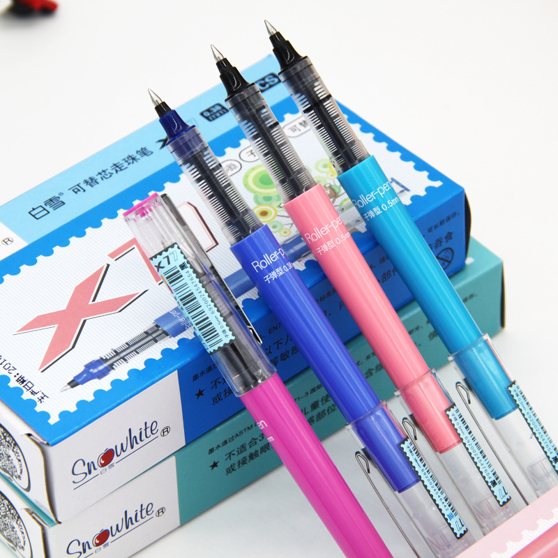 白雪x77可换芯子弹头型直液式水性签字笔学生办公中性笔签字笔