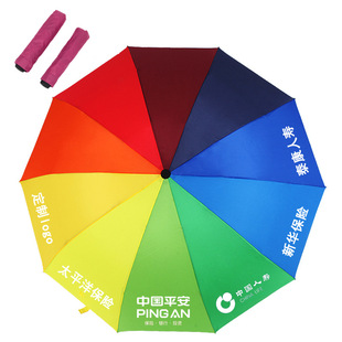 现货供应10骨中国平安保险礼品伞加印logo折叠三折伞广告伞