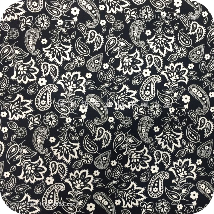 全棉平纹弹力印花 民族花纹腰果花 女装旗袍印花布 帽子印花面料