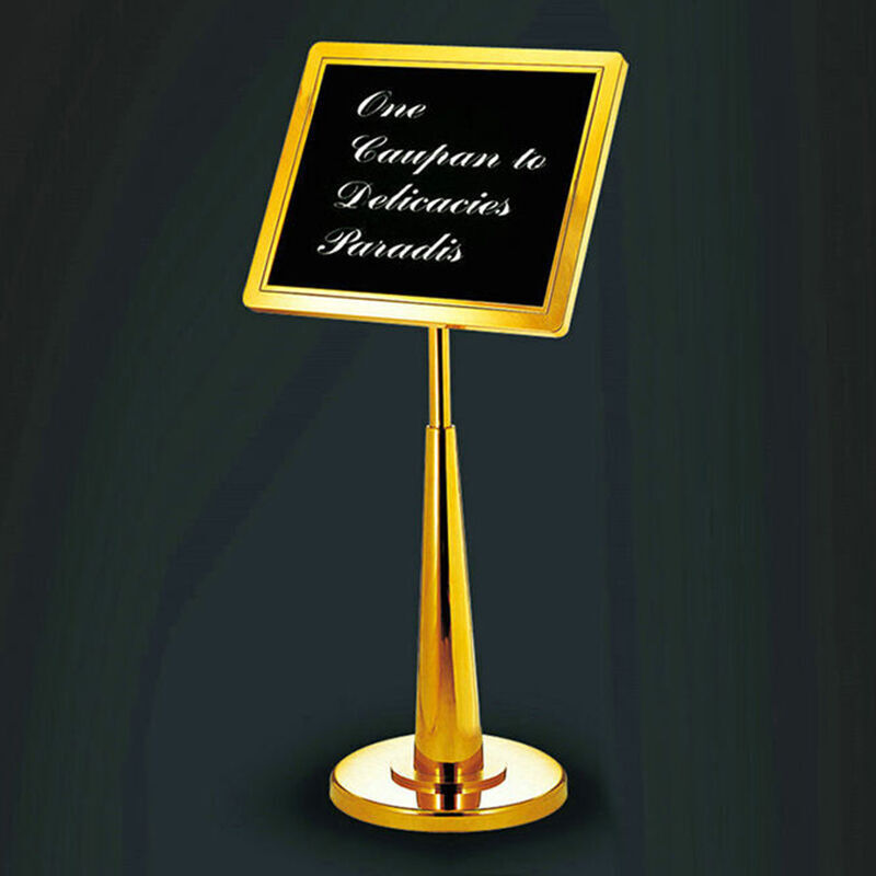 柱式圆座指示牌酒店大堂立式展架海报架不锈钢迎宾水牌欢迎牌钛金