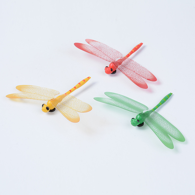 厂家直销仿真蜻蜓 彩色塑料仿生蜻蜓工艺品插杆草坪花瓶装饰