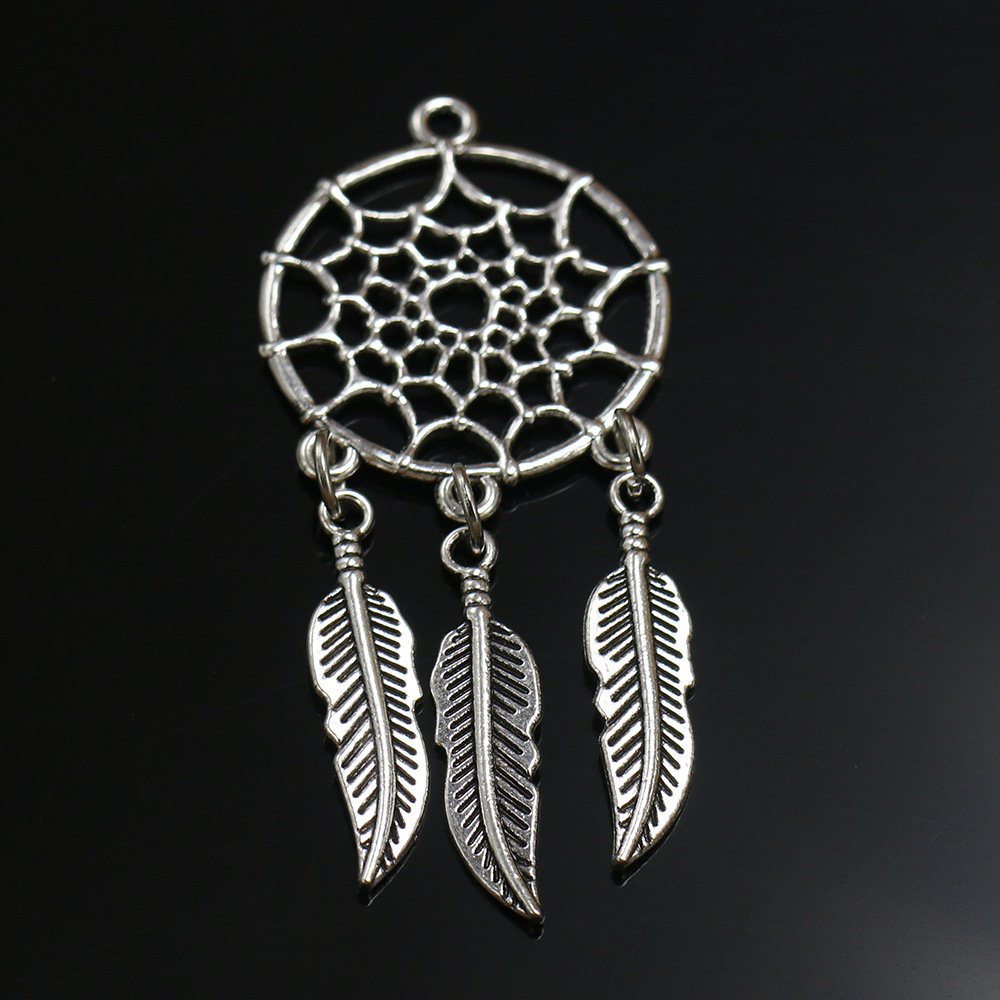 diy饰品配件合金镀古银捕梦网和叶子耳环项链 吊坠挂饰单个价