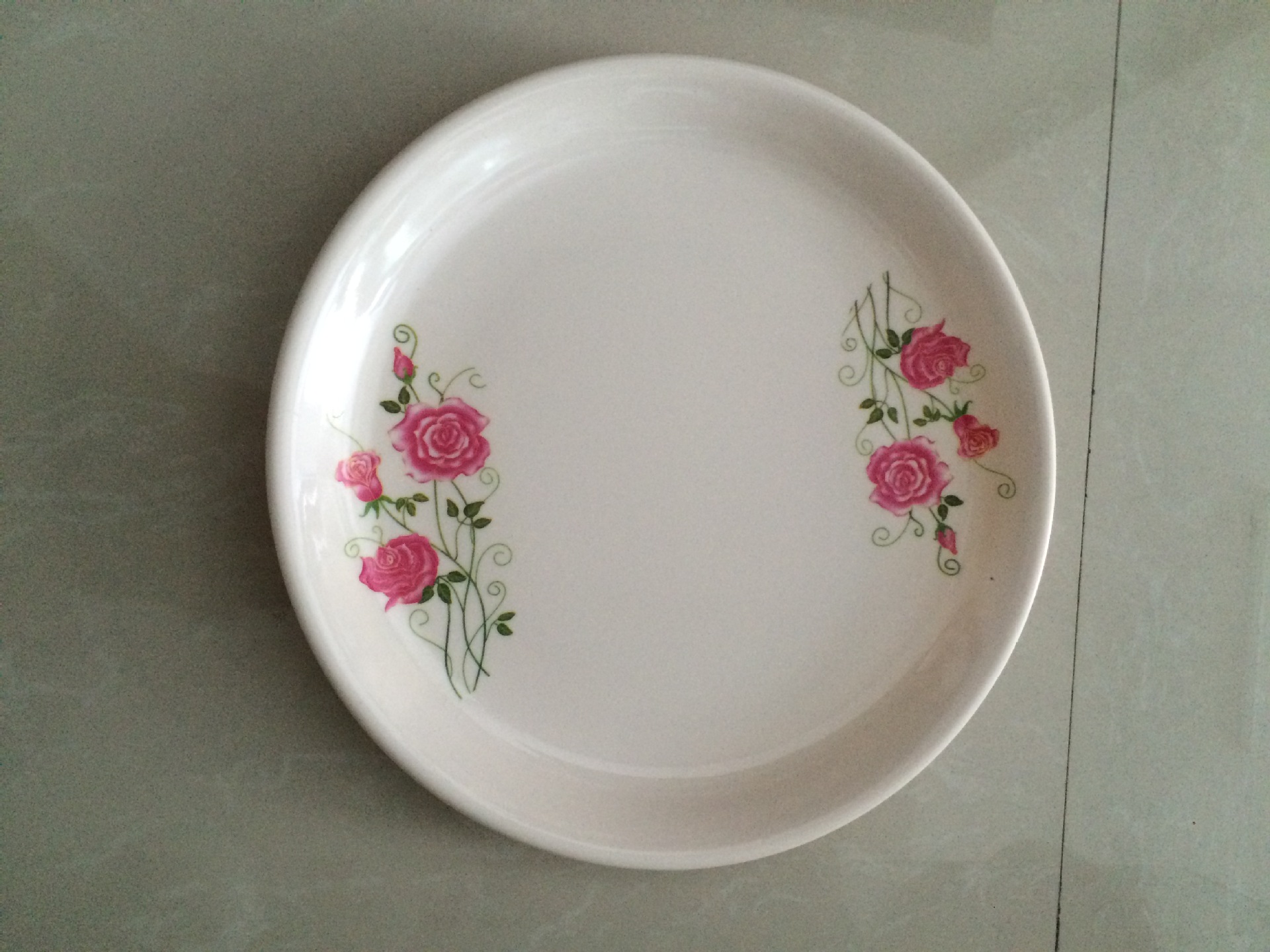 2271-11 美耐皿餐盘 密胺浅碟 melamine 外贸出口 贴花 米黄定制