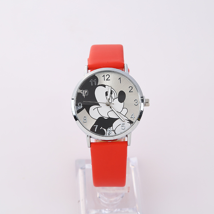 Factory Wholesale Kids Cute Mickey Cartoon Children Watch Hot Selling Mickey Mouse Pu Belt Student Quartz Watch