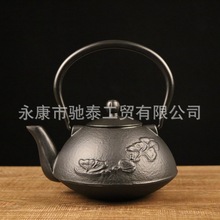 驰泰厂家直销铸铁壶 喷绘（银杏）1.0铁壶 礼煮茶水壶 茶壶批发