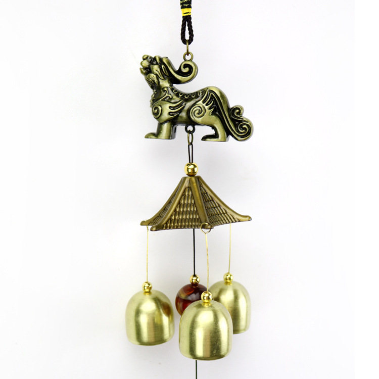 麒麟十二生肖风铃 复古金属铜风铃 立体门窗挂饰风铃