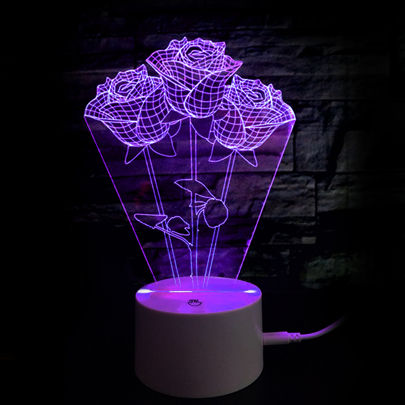 玫瑰花led小夜灯充电式卧室床头婴儿喂奶护眼儿童礼物台灯