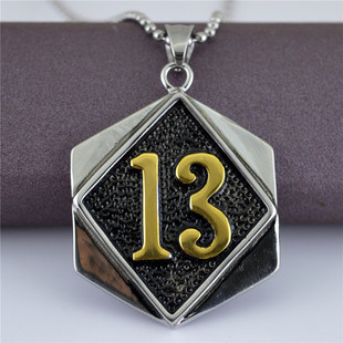 新款嘻哈吊坠lucky13幸运数字吊牌项经典个性饰品一件代发stn625