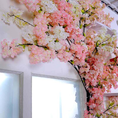 仿真樱花枝樱花假花婚庆拱门落地摆放客厅装饰仿真花墙面装饰花墙