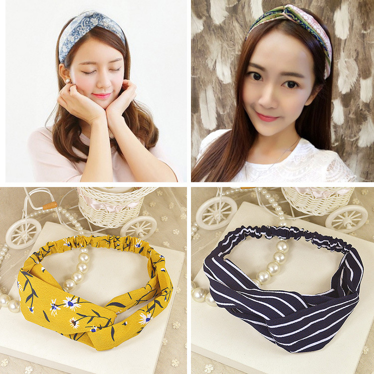 韩版新款女式宽布打结束发带盘发带 高弹力扎头发发带 发箍头饰