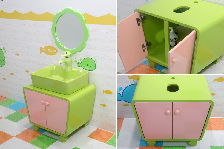 洗漱台洗手盆幼儿园浴室柜组合小孩儿童卡通卫浴柜洗脸盆卫生间