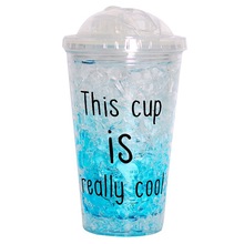 塑料水杯双层制冷带吸管推盖冰酷杯夏日冰杯吸管杯凝胶碎冰杯学生