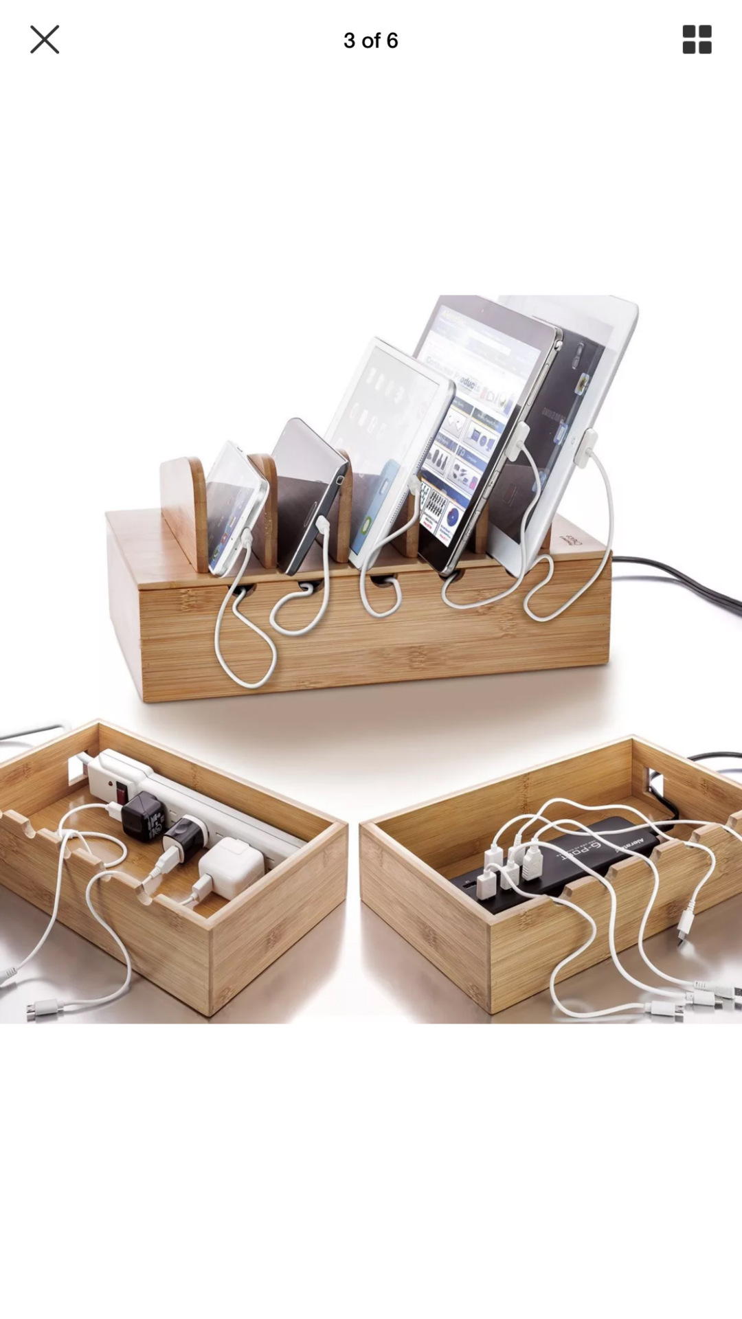 创意桌面三星apple竹制收纳盒 手机充电器盒 竹子个性化