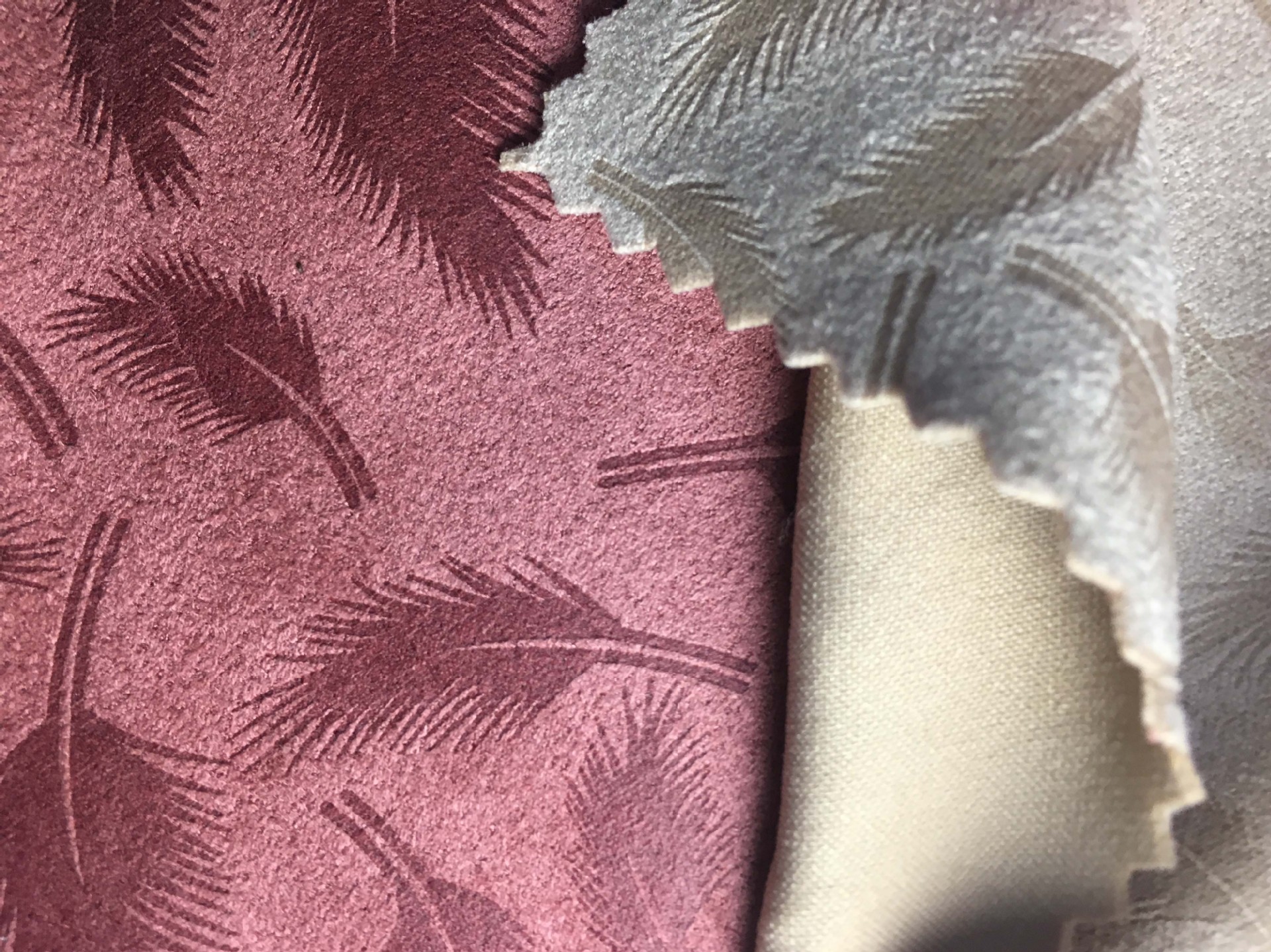 现货供应/订制麂皮绒空气层印花面料 麂皮绒印花烫金后工艺加工