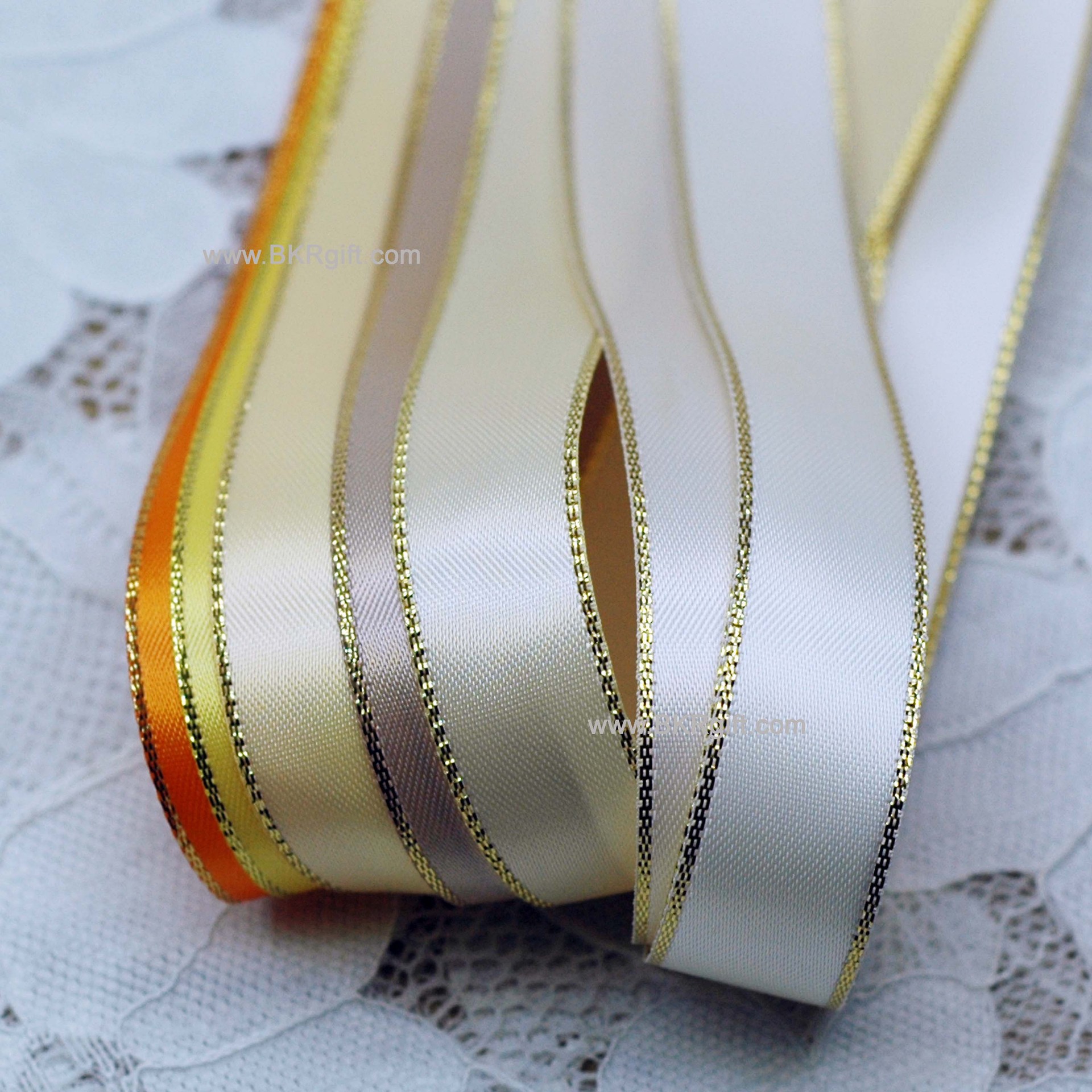 现货 批发纯色金边丝带缎带绸带辅料饰品diy配件 9mm 000-370