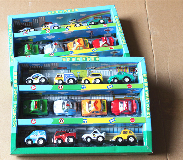 回力车 盒装12辆迷你小警车 卡通小汽车 儿童玩具 车模 山东临沂