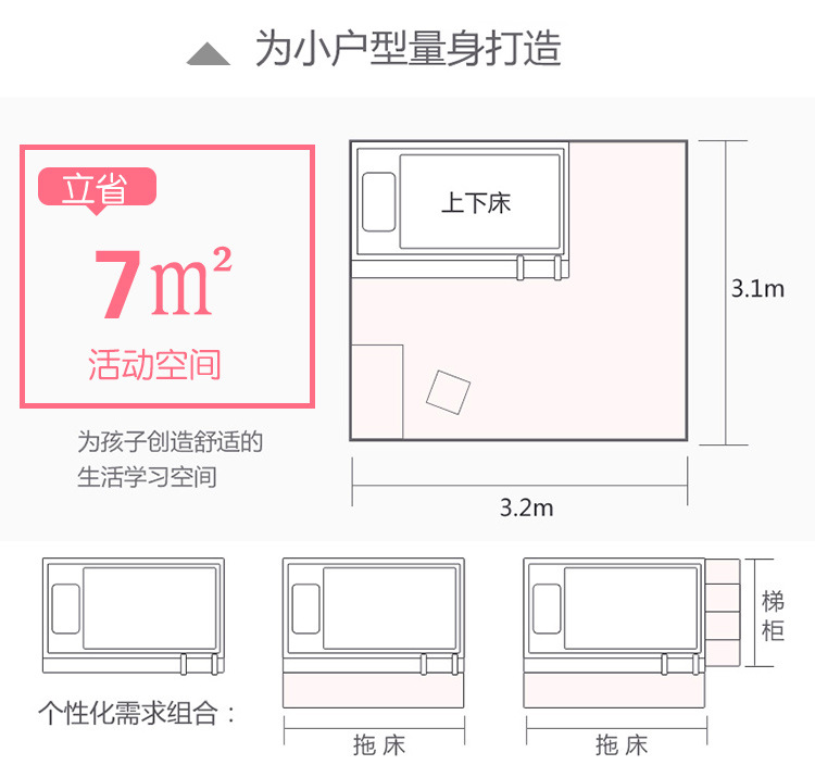 9m上下床 2050*1600*1910 内径尺寸 1.2米床    上铺:0.9*1.