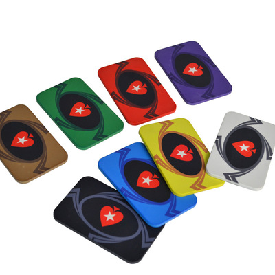 长方形陶瓷筹码币德州扑克poker黑杰克21点梭哈俱乐部专用