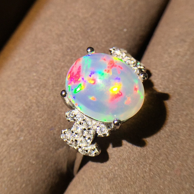 火彩好欧泊 925镶嵌天然火彩欧泊 活口 欢迎拿样