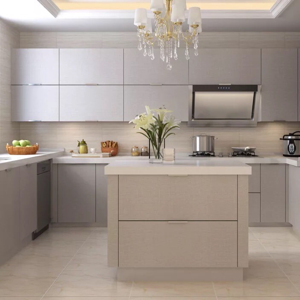 浩颖实木整体橱柜吊柜 爱格板门板厨房地柜 欧式美式橱柜定制