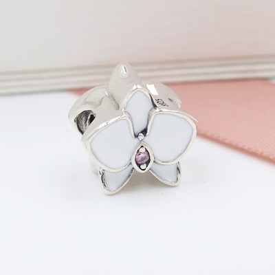 s925银 欧美流行饰品 1:1 白兰花 diy手链串珠 792074en12