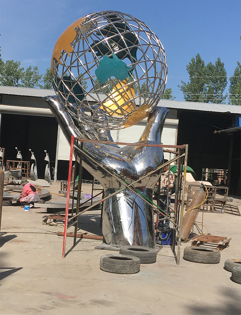 大型不锈钢景观地球仪雕塑 厂家直销 镂空 学校雕塑 ffdss-146