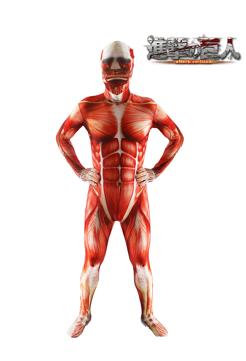 亚马逊3d印花cosplay进击的巨人肌肉装动漫服装zentai全包紧身衣