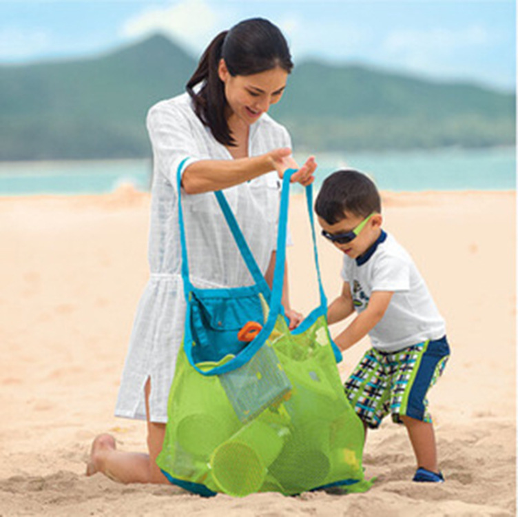 Folding Beach Net Pocket Wash Bag Clothes Towel Storage Bag Children's Toy Large Size Buggy Bag Beach Bag
