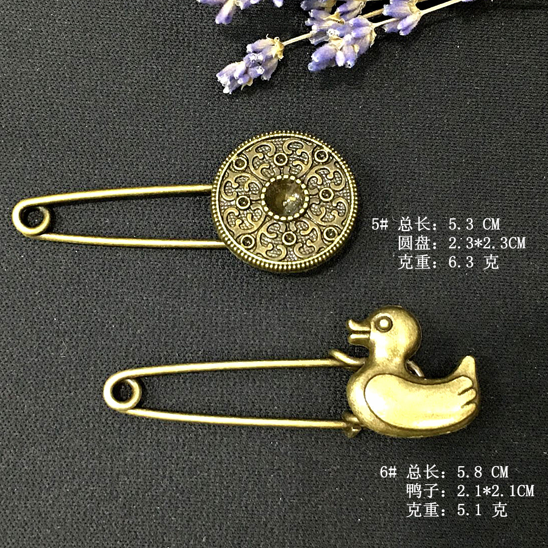 Diy Material Alloy Decoration Accessories Wholesale Zakka Bronze Vintage Brooch New Creative Pin